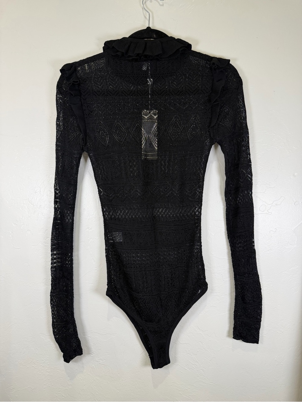 Ronny Kobo Maeve Black Lace Long Sleeve Bodysuit Size XS NWT - Picture 7 of 7